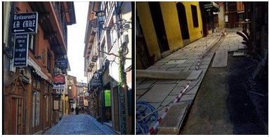 Foto del antes y después,compartidas en facebook por Potes, Liébana, Cantabria. Pulse para verla más grande