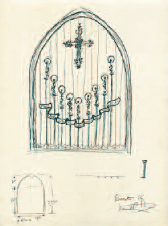 Uno de los bocetos de Pereda de la Reguera para la Puerta del Perdón. Pulse para verla más grande
